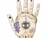 Texas Palmistry Print of Watercolor Painting