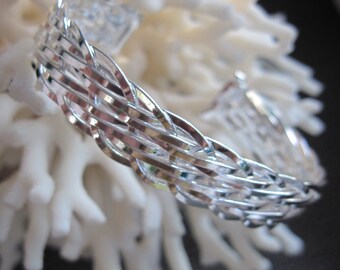 Wide Smooth Woven Sterling Silver 1/2" Wide Cuff