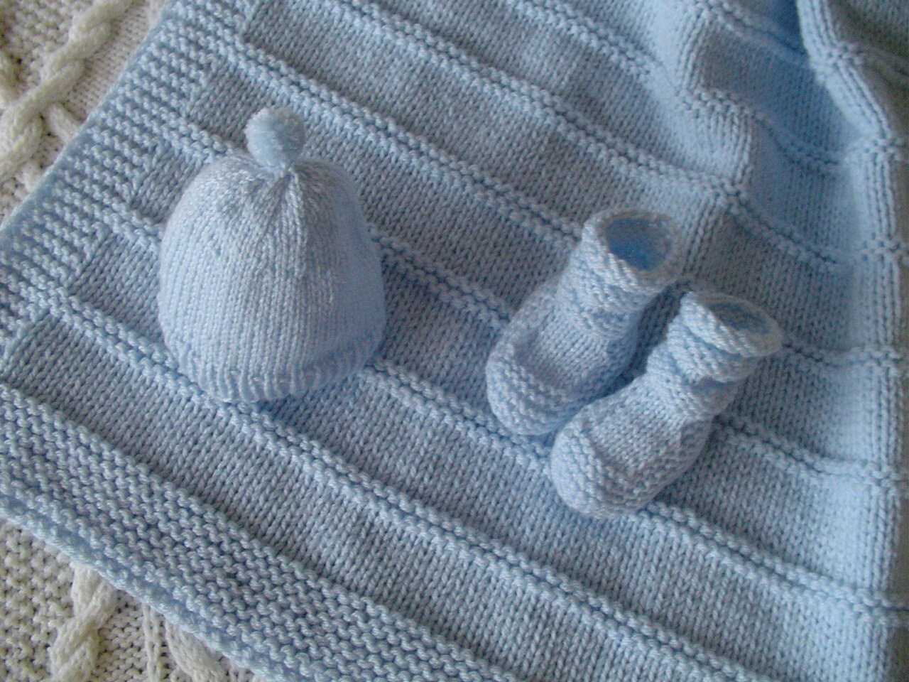 Baby Blanket Baby Hat Baby Booties Blue Baby Blanket Set