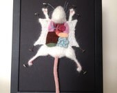 White Knitted Lab Rat: Framed with Black Background