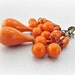 Vintage LONG Orange Bead Earrings, Beaded Dangle Earrings, Teardrop Statement Earrings, 1970s Vintage Retro MOD Jewelry, Halloween Jewelry