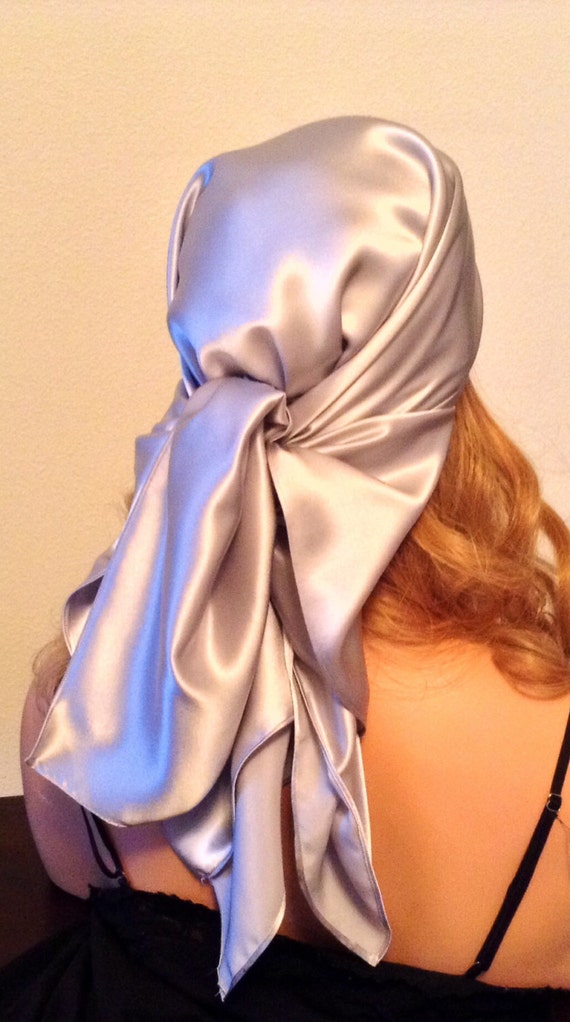 Silk Hair and Sleep Scarf Silver Charmeuse Hair by AdorabellaBaby