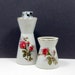 Vintage Table Lighter Cigarette Holder Porcelain Smoking Set Moss Rose C 1940s