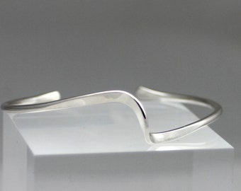 Sterling Silver Wave Cuff, wave bracelet, sterling cuff, silver cuff, eco friendly, stackable, wedding, women