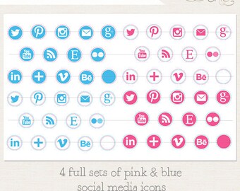 Items similar to Pink Social Media Icon Buttons - Blog or Web on Etsy