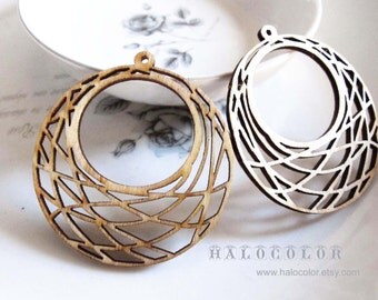 48x51mm Pretty Nature Round Geonetry Wooden Charm/Pendant MH243 11