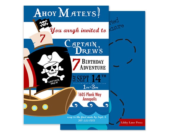 Pirate Birthday Party Invitation (Pirate Party, Boys Pirate Invitation, Pirate Ship) Il_570xn