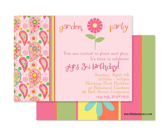 Garden Party Invitation, Custom Digital or Professionally Printed Invitation Il_570xn