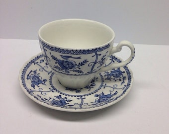 Vintage Johnson Brothers Blue Indies Cup and Saucer