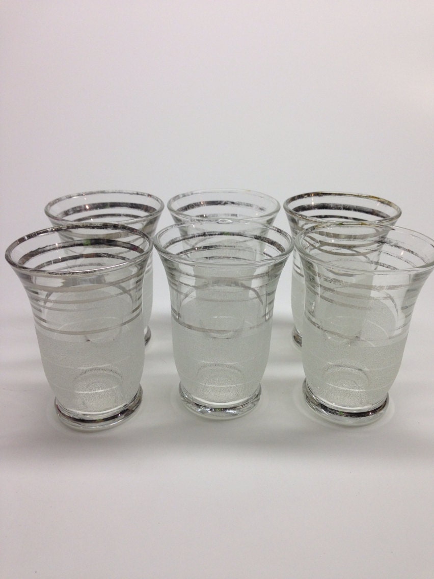 JUICE GLASSES with Silver Trim 4 oz set of 6