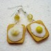 Fried eggs on toast Earrings. Polymer clay.