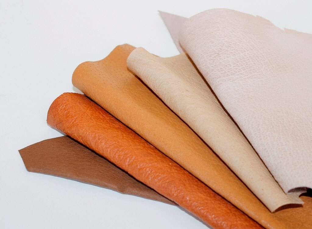 5pcs Scrap Leather Pieces Mixed Colors Leather Offcuts