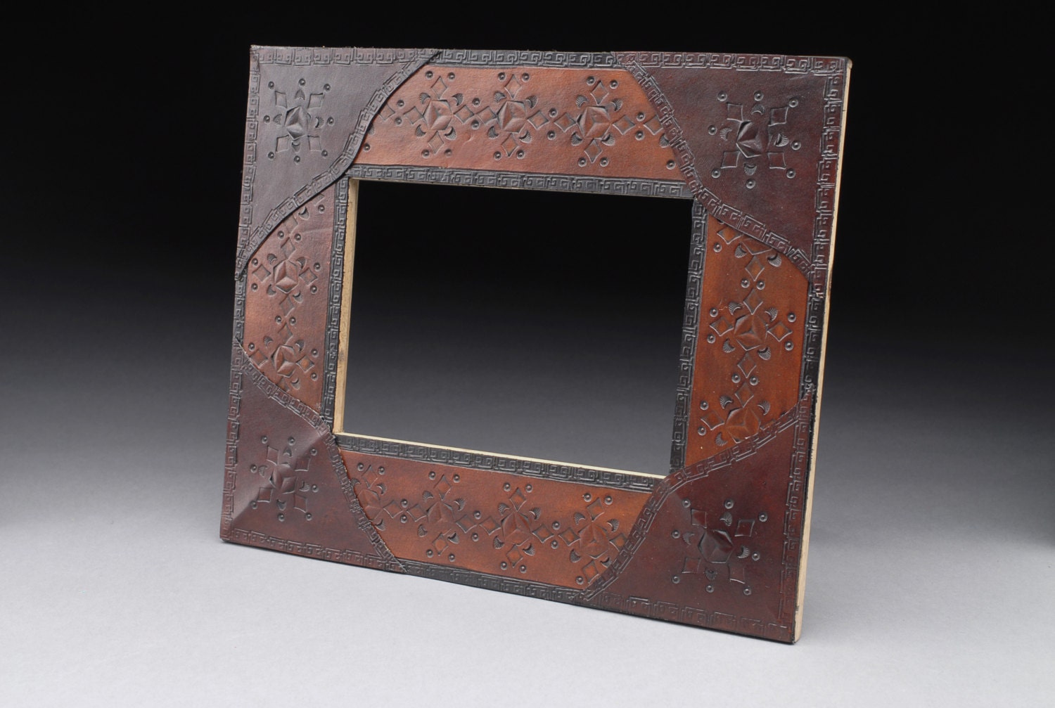 Leather Hand Tooled & Dyed 5x7 Photo Frame