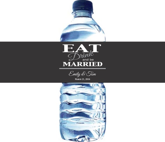 100 Wedding Water Bottle Labels - Waterproof Labels Printed with your wedding colors Il_570xn