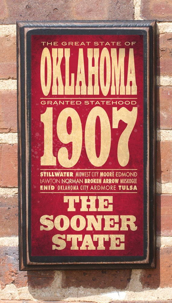 Oklahoma OK Wall Art Sign Plaque Gift Present Home Decor