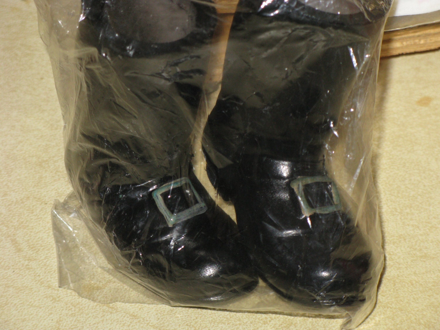Vintage Black Santa Doll Boots Plastic ADORABLE Vintage