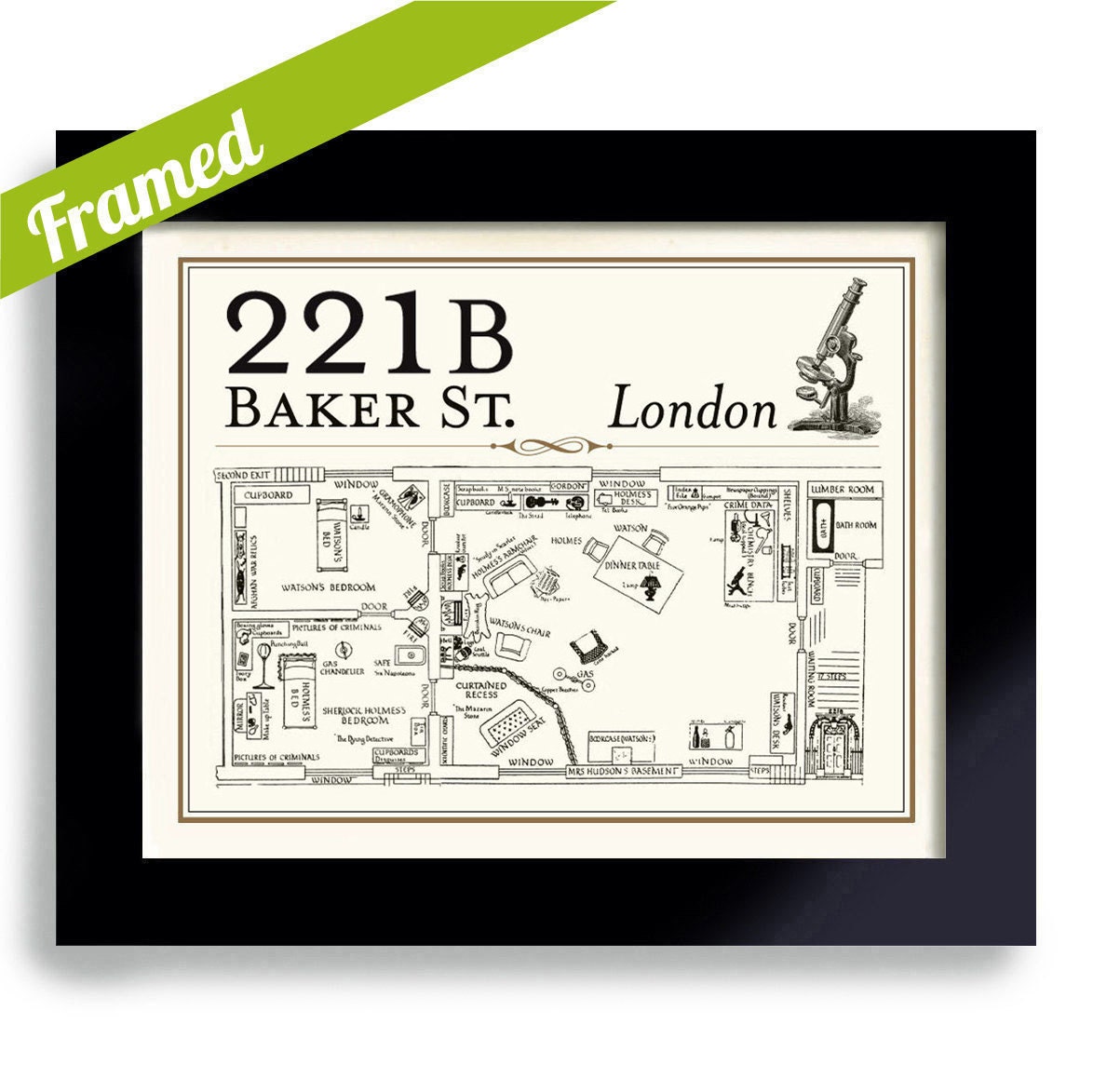 Sherlock 221B Baker Street Sherlock Holmes Framed Art by DexMex