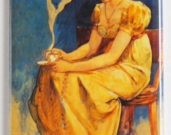 Woman Drinking Coffee Fridge Magnet