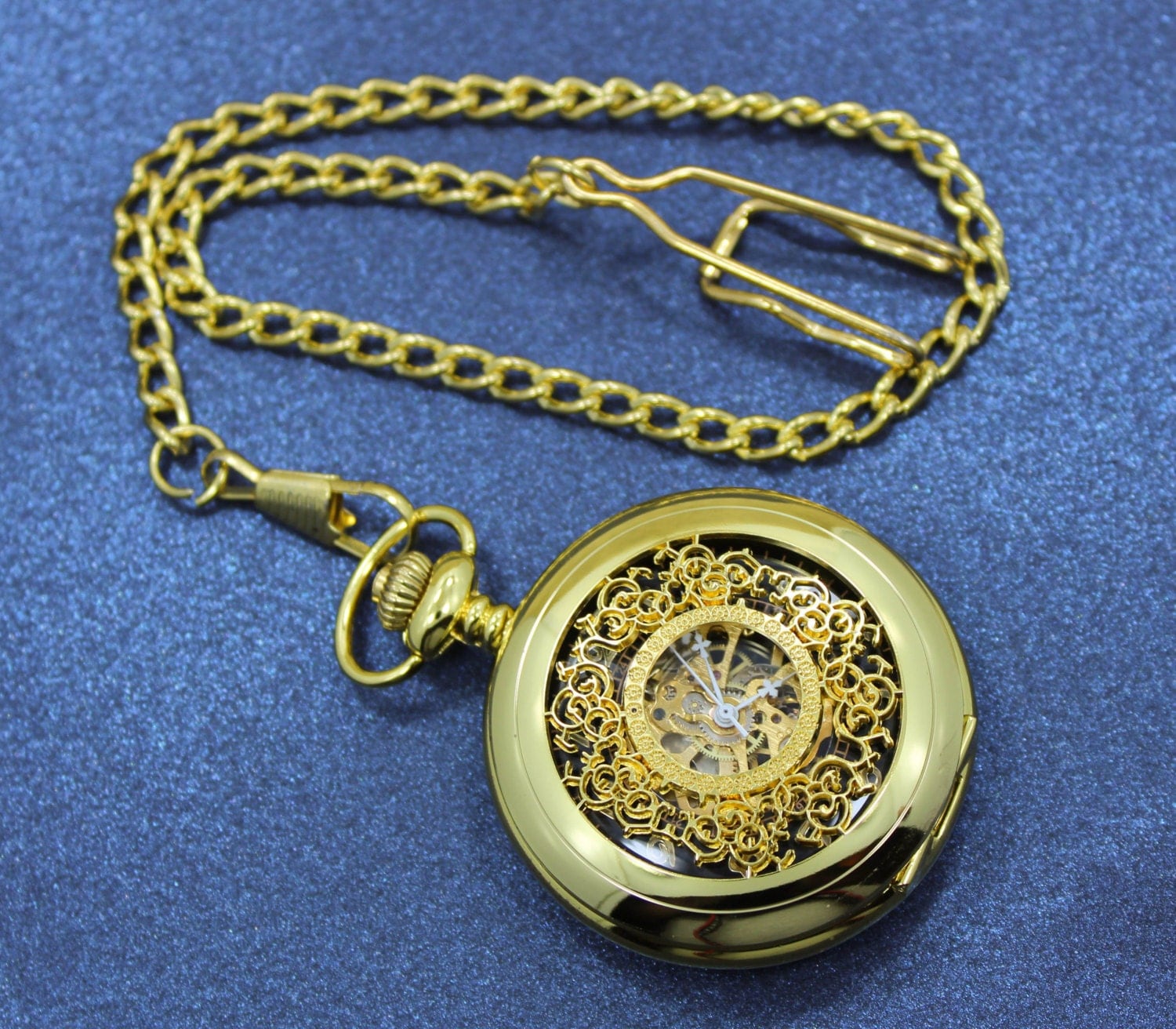 Amazing Gold Mechanical Pocket Watch with Gears exposed