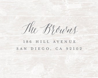 Return Address Stamp, Wood handled Rubber Stamp, Calligraphy Stamp, Personalized Gift, Custom Address Rubber Stamp, Housewarming Gift