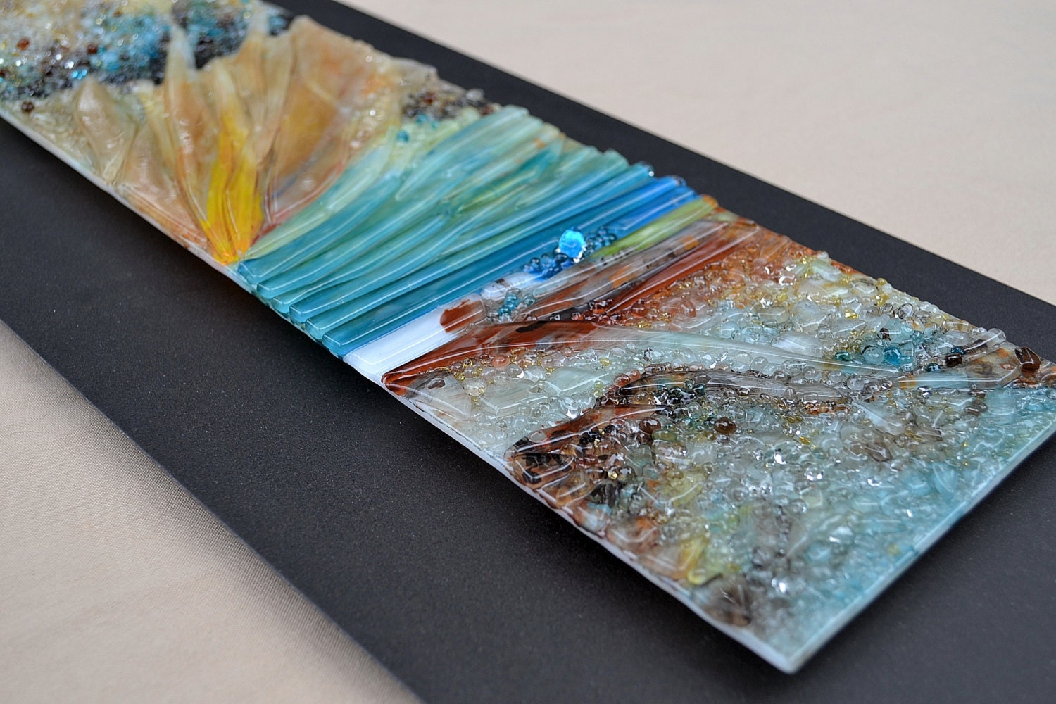 Fused Glass Wall Hanging Art Mounted On Steel In Time Enamel 4610