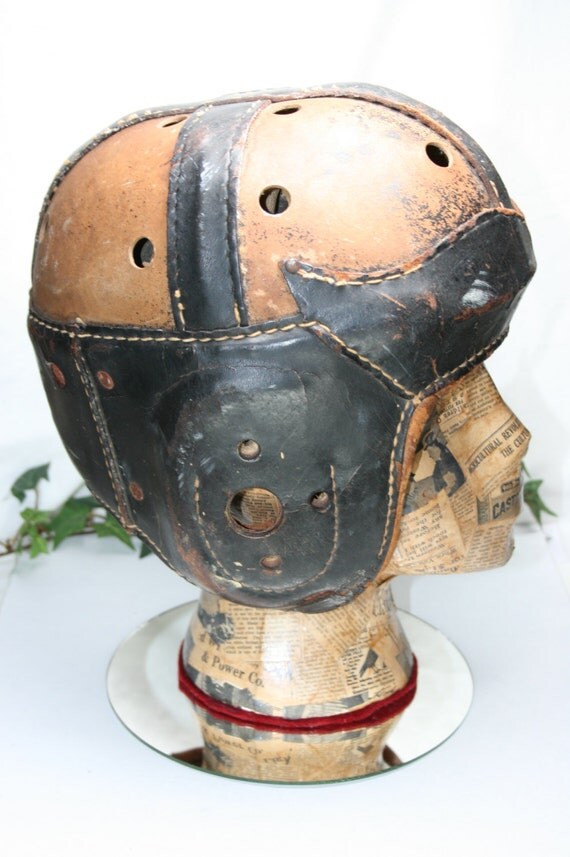 Antique 1930's Goldsmiths Leather Football Helmet