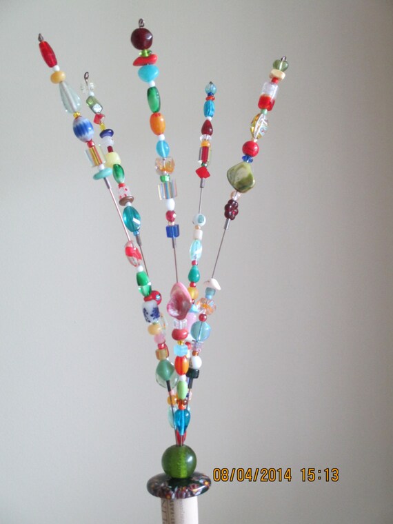 Items similar to Beaded Blossom Topper Wine Bottle Topper Glass