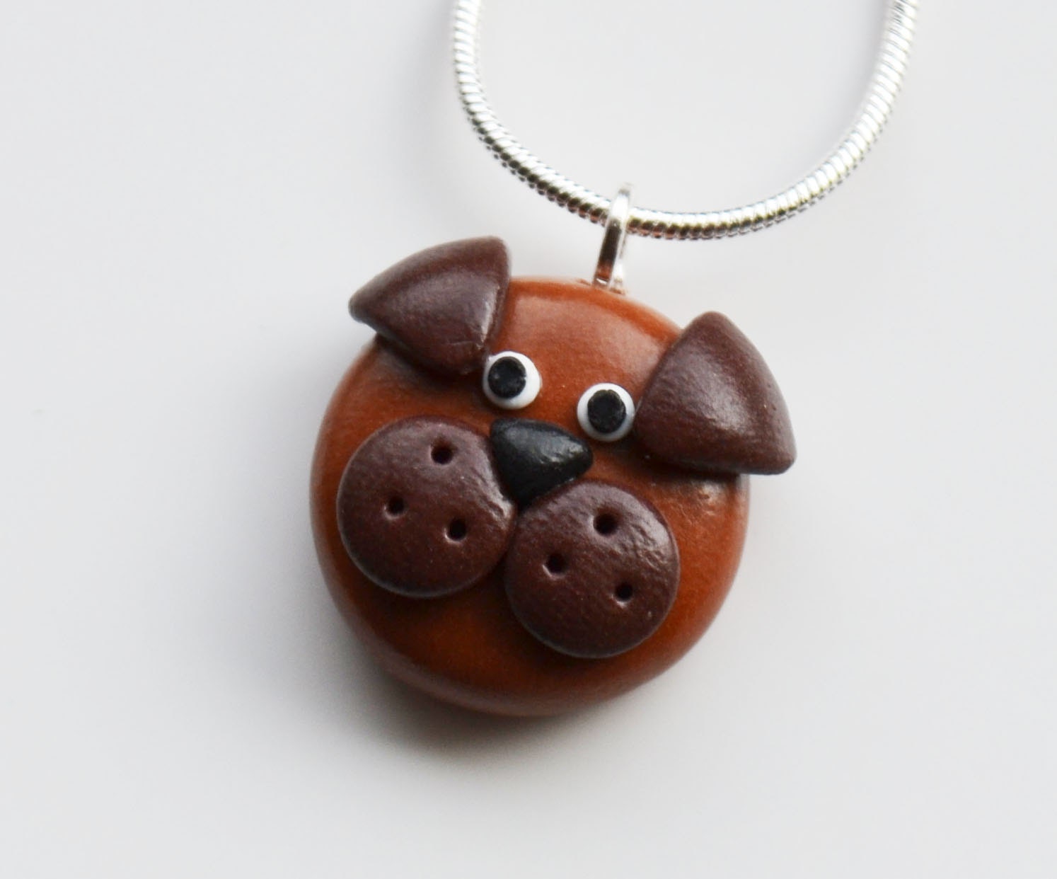 Dog Face Necklace Polymer Clay Fimo by ClaytimeDesignsUK on Etsy