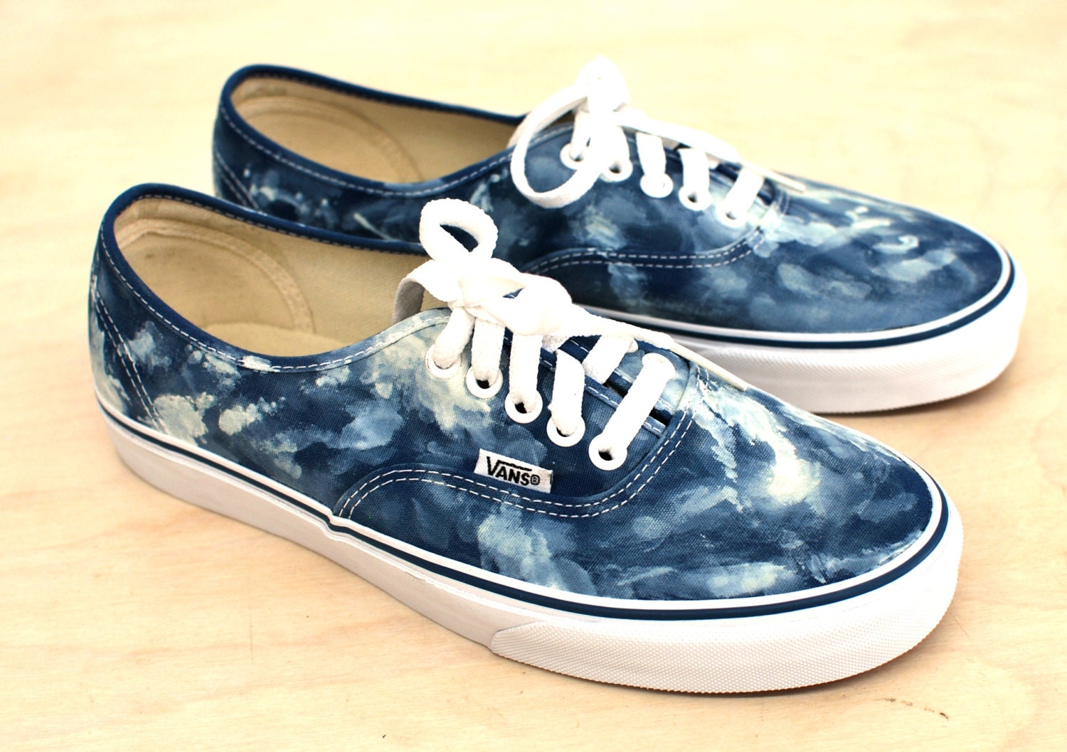 Navy Bleach Washed Vans Authentic by BStreetShoes on Etsy