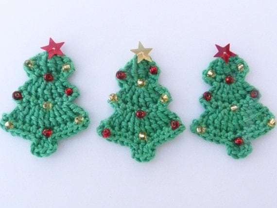 Christmas crochet appliques 3 handmade crochet Christmas