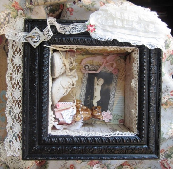 Baby Girl Shadowbox by bluebirdjunction on Etsy