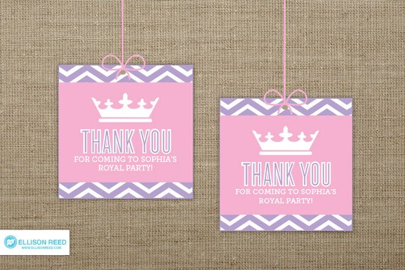 Chevron Princess Favor Tags - Princess Printable - Princess Birthday - Pink Birthday Party - Girl Birthday - birthday party deocrations Il_570xn