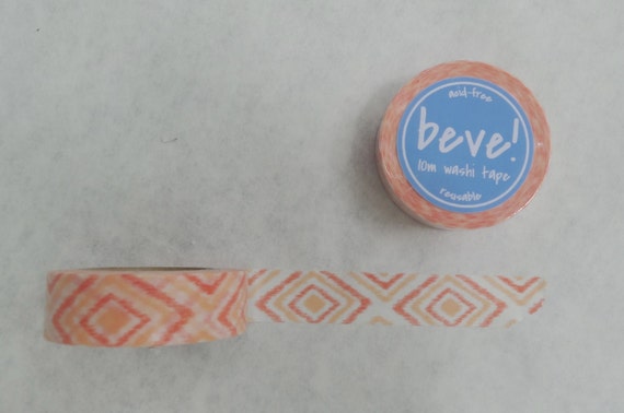 Ikat Diamond Pattern Washi Tape, Coral Fabric Tape, 15mm x 10m, beve original design Il_570xn