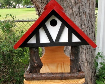 Outdoor handcrafted wooden bird fee der/bird house combo fully 