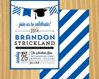 Graduation Party Invitation - Banner Graduation Cap Bunting Banner ...