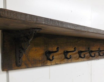 Rustic Barnwood Style Coat Rack Reclaimed Wood Cast Iron Hooks Rustic Barnwood Style Coat Rack Reclaimed Wood Cast Iron Hooks