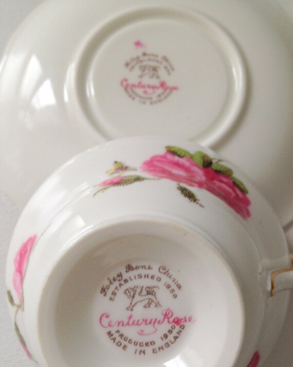 English Bone China Foley Century Rose Pattern Tea Cup & Saucer