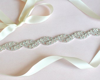 Rhinestone encrusted bridal belt, Crystal Belt, Bridal Sash