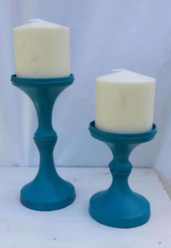 Metal Teal Candle Holders By Thegypsychixcompany On Etsy