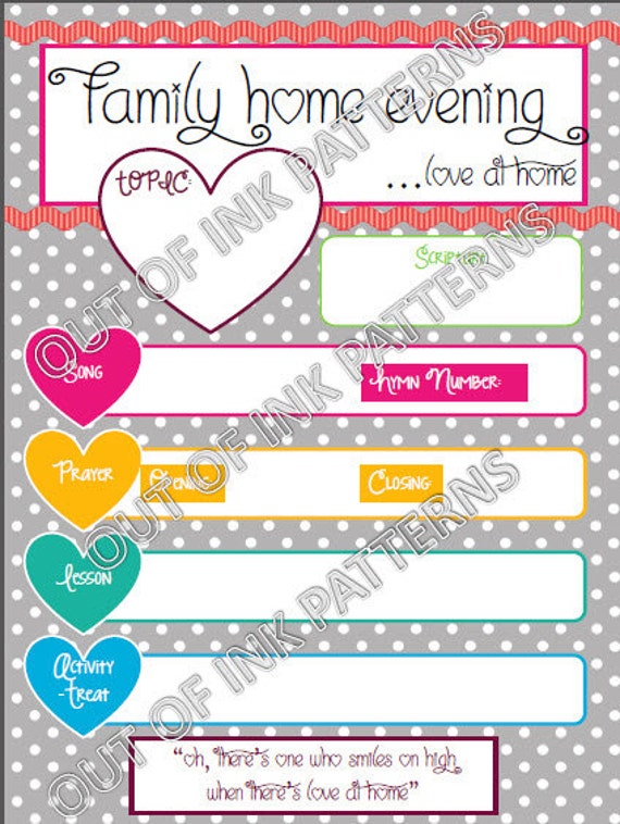 Printable Family Home Evening Chart PDF