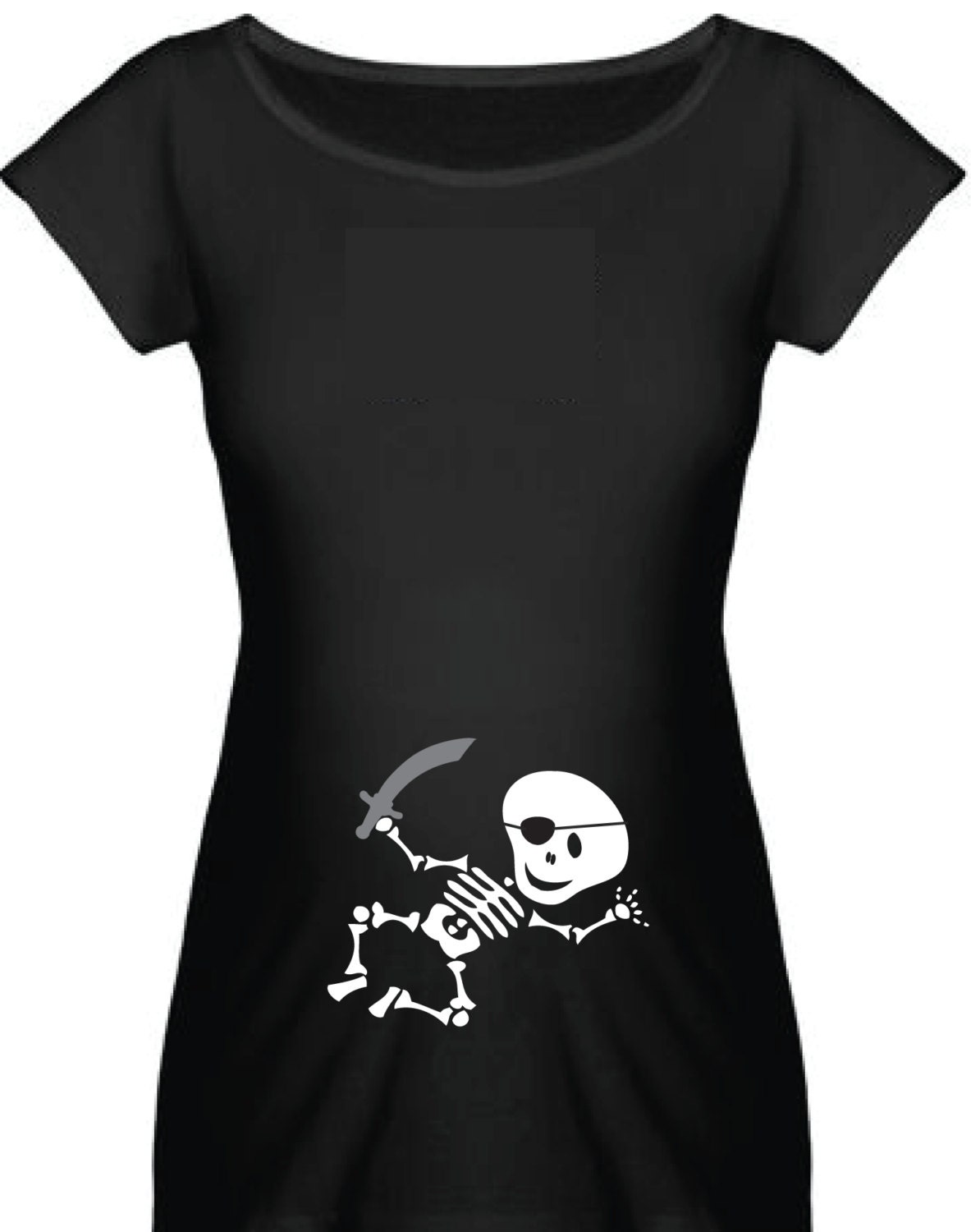 Halloween Skeleton MATERNITY Shirt Pirate Baby by CheaperThanShirt