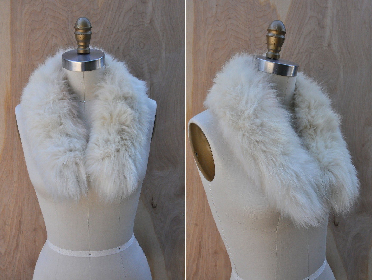 knitted shawl with fur collar