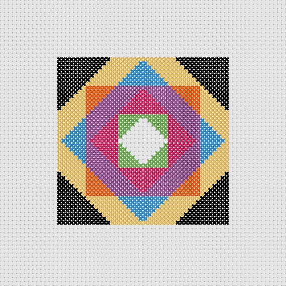 Download Cross Stitch PDF Pattern Quilt Block Colorful Easy Beginner