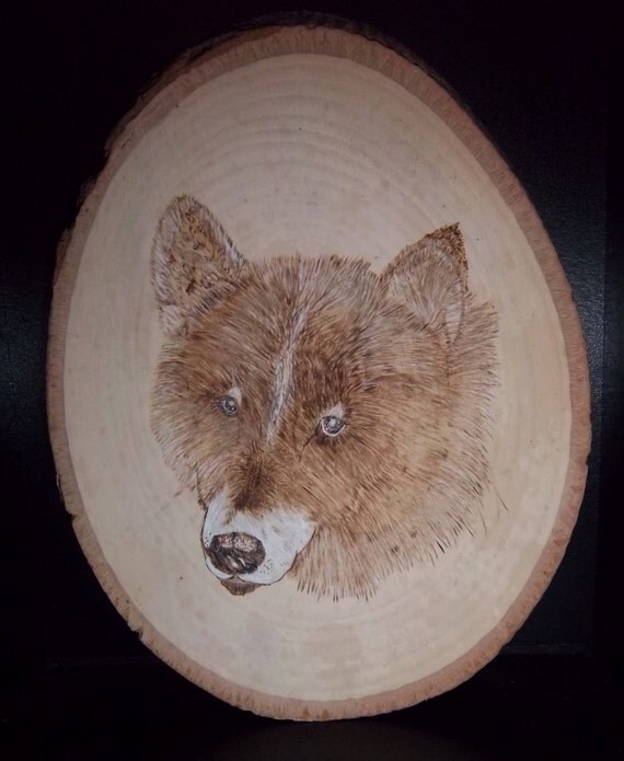 Pyrographic Wood Burning Wolf Etching