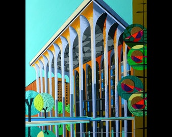 Retro bird, Minneapolis, ING Building, Mid Century Modern inspired, 8x10 print, mod birds,, vintage modern, danish modern