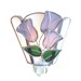 Stained Glass Night Light Purple Flowers Handmade OOAK