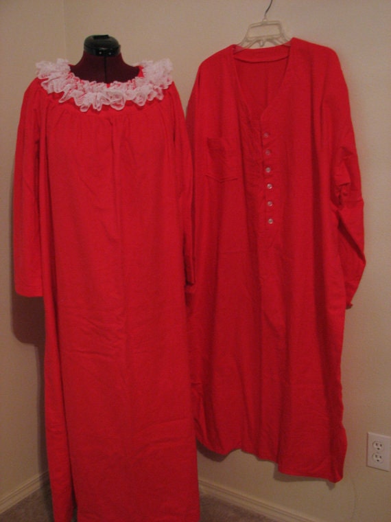 HIS and HERS Red Flannel Nightshirt/Nightgown by kngsdtr on Etsy