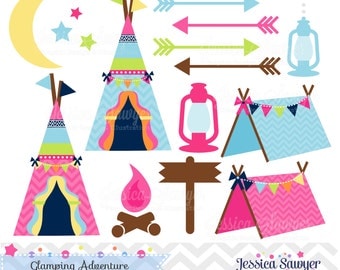 INSTANT DOWNLOAD, glamping clipart, for camping party, commercial use, personal use