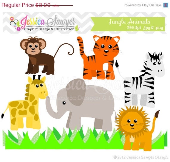 50% OFF - INSTANT DOWNLOAD, jungle animal clip art - lion clipart - wild animal - invitation design - card making - commercial use Il_570xn