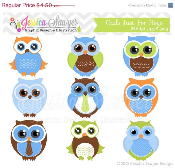 50% OFF - INSTANT DOWNLOAD, cute owl clipart, boy clip art, bird graphic, baby shower, owl logo, commercial use, invites, printables Il_570xn